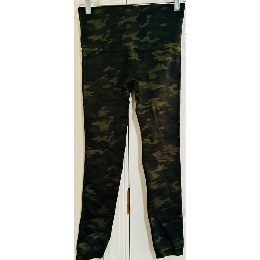 Spanx Look at Me Now Seamless Leggings Green Camo FL3515 High Waisted Womens M